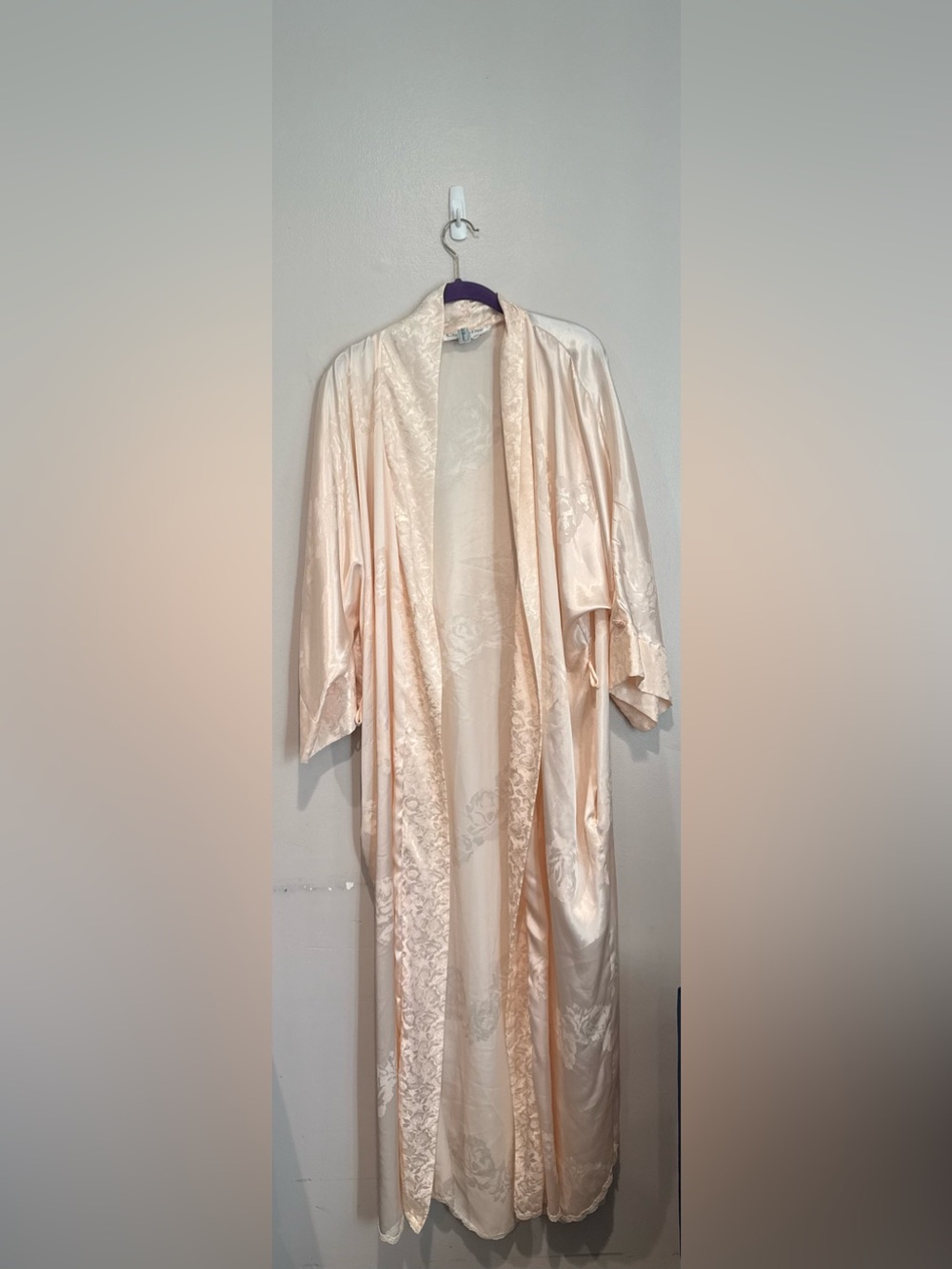 Dior Light Blush Floral Jacquard Long Kimono Robe No Belt